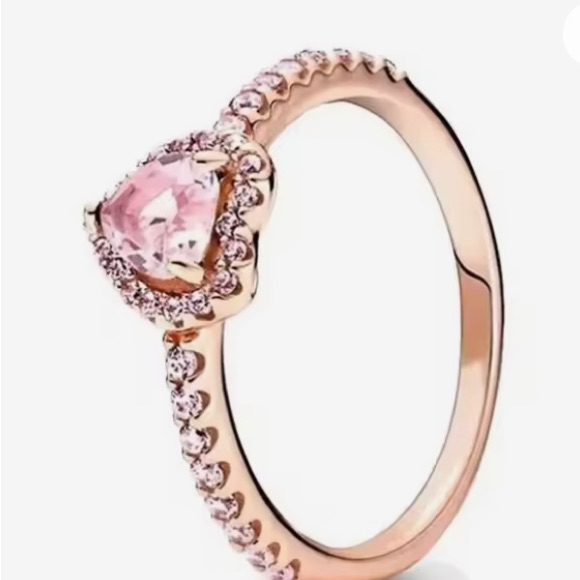 Rose Gold Plated Heart-Shaped Ring With Pink Stone 45$
